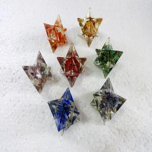 Gemstone 7 Chakra Orgone Carved Merkaba Set Agate Semi-Precious Stone Crafts for <b>Orgonite</b> Healing Merkaba Chakra Chakra Sets - Product Image 1