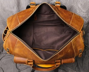 กระเป๋ากีฬาสไตล์วินเทจอักษรย่อแบบกำหนดเอง FL GRAIN กระเป๋าวีคเอนเดอร์หนังแท้ลายลูกอมพีซี - Product Image 6