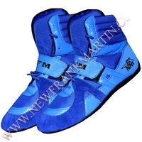 Chaussures de boxe NFM, arts martiaux, MMA, gym, crossfit, musculation, été, automne, hiver, bleu, cuir véritable, OEM, ODM, design personnalisé