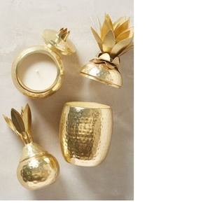 Vela de Metal dorado de aluminio para el hogar, tarro de vela cónico con tapa y flor, con mango, nuevo diseño - Product Image 5