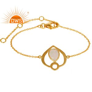 Bracelet en pierre de lune arc-en-ciel naturelle, bijou à la mode pour femmes, plaqué or, argent, fabrication de bijoux - Product Image 1