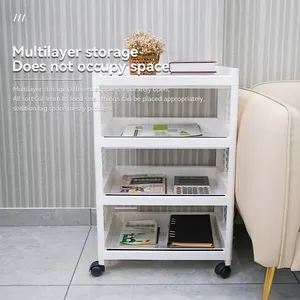 Multipurpose 4-Tier Home Kitchen Organizer Mobile Shelving Unit Organizer Storage Rolling Cart Plastic storage rack with wheel