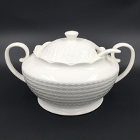 Vente en gros, vente chaude, soupière en porcelaine blanche en céramique de 3-4L, couleur personnalisée
