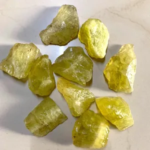 หินซิทรินสีเขียวหยาบ,หินซิทรินแท้ได้รับการรับรองแก้วหินคริสตัลร่วงลง/สีเหลืองซิทรินธรรมชาติสำหรับบำบัด