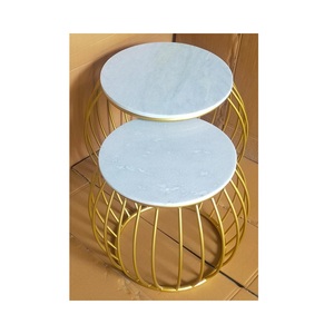 Table supérieure en marbre blanc, ensemble de 2 pièces, décoration de la maison, du bureau et du Bar, livraison gratuite - Product Image 1