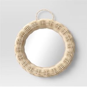 กระจกเงาหวายธรรมชาติแบบทำมือพร้อมกรอบตกแต่งแขวนผนังกระจกหวายสานติดผนังเหมาะสำหรับตกแต่งบ้าน - Product Image 1