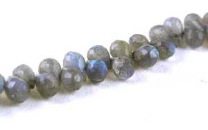 Pierres précieuses en Labradorite naturelle de 9 pouces de Long, perles de Briolette à facettes en forme de goutte d'eau, véritable feu bleu - Product Image 2