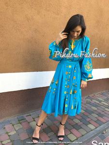 Vyshyvanka Ukrainian <b>Long</b> <b>Dress</b> Embroidered Fully Puff Sleeve Women <b>Party</b> Wear <b>Dress</b> - Product Image 5