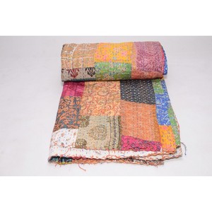 Handmade Throw Reversible <b>Blanket</b> Bedspread Vintage Kantha Quilt Cotton <b>Blanket</b> Gudari - Product Image 3