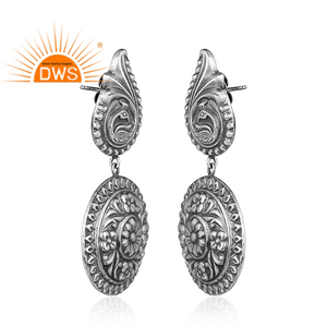 Pendiente de plata de ley Tribal con diseño Floral antiguo para mujer, joyería para mujer, regalo para su delicada colección - Product Image 2