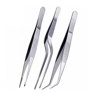 Customized Silver Polished Stainless Steel Kitchen Tweezers Tongs For Chef Long Stainless Steel Cooking Tweezers