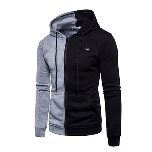 เสื้อฮู้ดสวมหัวแบบสองสีสำหรับผู้ชายผ้าขนแกะแขนยาวมีฮู้ดกระเป๋าด้านหน้า - Product Image 1