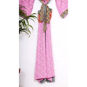 เสื้อคลุมกิโมโนอินเดีย,ชุดชายหาดเสื้อคลุมชุดคลุมส่าหรีผ้าไหมลายดอกชุดกิโมโนวินเทจชุดคลุมชายหาด - Product Image 6