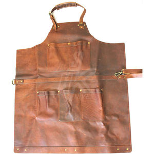 Toile de cire à l'huile avec tablier sans manches en cuir pour barbecue en plein air pour jardinage - Product Image 4