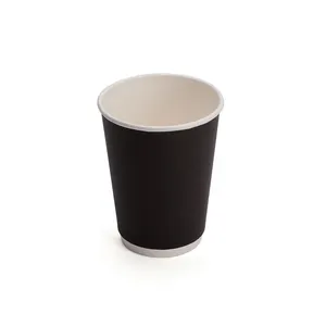 Черный цвет, 100% перерабатываемые бумажные стаканчики емкостью 12 унций для горячего чая и кофе