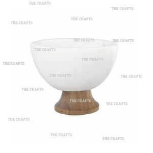 Marble <b>White</b> Color Salad <b>Bowl</b> With Metal Base Customize Size And Shape Dinnerware Salad Soup Food <b>Serving</b> <b>Bowl</b> - Product Image 6