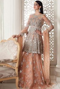-- STYLISH--HEAVY--BRIDAL--LONG KURTA กับ LEHENGA-แต่งตัวด้วย-ประดับในงานหินลูกปัดแก้วคริสตัลสำหรับงานแต่งงาน = 2021- - Product Image 2