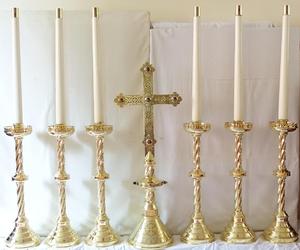 Conjunto de tres suministros de Iglesia, candelabros con soporte de Salón de la India, Brassworld - Product Image 4