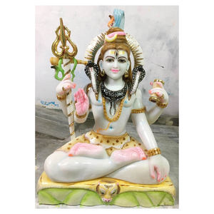 หินอ่อนสีขาวที่มีสีสันพระเจ้าพระอิศวรรูปปั้นนั่งอยู่บน Singahsan - Product Image 1