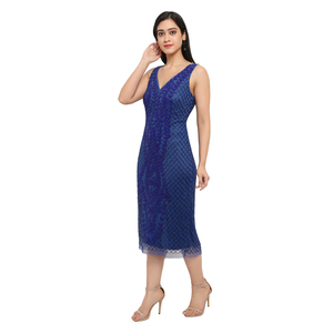 ชุดเดรสออกงานปาร์ตี้ผู้หญิง ดีไซน์สวยงามแบบอินเดีย ประดับเลื่อมวิบวับ เซ็กซี่ ทรงสั้น - Product Image 3