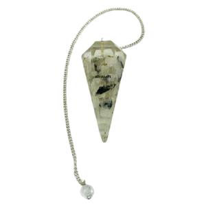 Venta al por mayor cristales naturales Arco Iris piedra lunar péndulo ágata radiestesia péndulo multi piedra preciosa péndulo cristal curativo - Product Image 3