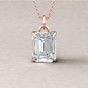 1.50CT Emerald Cut Moissanite Solitaire Pendentif Collier Pour Femmes Pendentif Plaqué Or 14K - Product Image 3