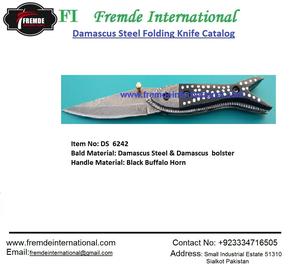 Cuchillo plegable de acero de Damasco y refuerzo de Damasco Cuchillo plegable de bolsillo hecho a mano de alta calidad - Product Image 2