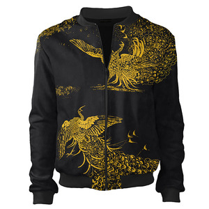 Custom Designed Adult Unisex Bomber <b>Jacket</b> Stand Collar Zipper Closure Sublimated Print Casual Style Waterproof Cotton Windproof - Product Image 5