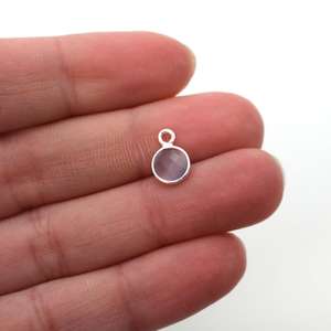 Pendentif en argent sterling fait à la main 6X6MM avec lunette en pierres précieuses 12 mois bijoux en pierre de naissance avec motif chrétien religieux - Product Image 4