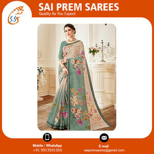 Saree en lin floral personnalisé d'Inde pour des occasions spéciales-vêtements indiens et pakistanais - Product Image 2