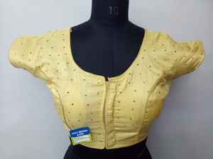 เสื้อเบลาส์สำหรับผู้หญิงลายจุดสำหรับงานปาร์ตี้ดีไซน์ใหม่ล่าสุดสีฟ้าเข้ม - Product Image 5