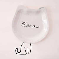 Assiettes et fourchettes jetables en papier pour enfants, forme de chat, couleur pastel, 15 cm, pour fête, Tair Chu