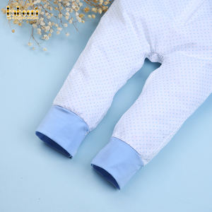 Juego de burbujas largas de lujo con puntos azules para bebés, OEM, ODM, bordado hecho a mano personalizado, venta al por mayor de invierno BB2423 - Product Image 4