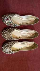 Latest Beaded <b>Khussa</b> Flat Shoes for Women Comfortable and Light Genuine Leather Insole With PU for Bridal Wear - Product Image 3