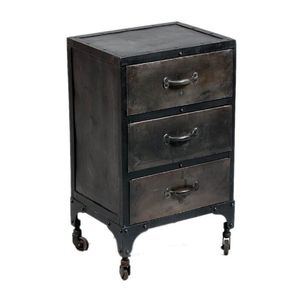 Industrial Vintage 1-Drawer Iron Storage <b>Cabinet</b> Eco-Friendly Grey Black <b>Rustic</b> Finish Farmhouse Apartment Living Room Furniture - Product Image 1