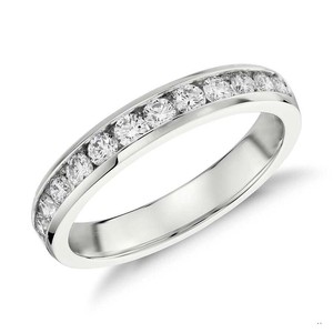 0.60TCW Natural Channel-Set Diamond Half Eternity <b>Ring</b> 10K White Gold Round Real Studded - Product Image 1