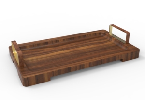 Bandeja cuadrada de madera de Acacia con asas de Metal y acabado natural, decoración de boda, mesa superior, plato de servicio - Product Image 2