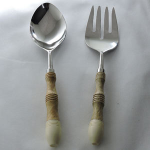 Utensilios de cocina de madera, servidor de ensalada, resina de acero inoxidable con chapado en cobre, servidor de ensalada, accesorios de cocina, utensilios de cocina - Product Image 2