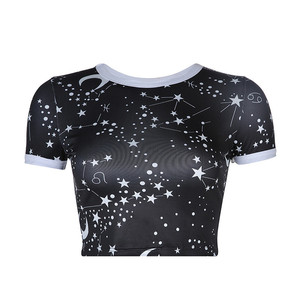 short sleeves custom printing100% cotton custom women loose fit crop top t shirt - Product Image 1