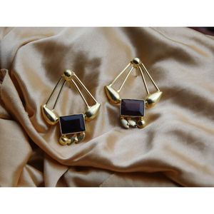 Pendientes de tuerca de piedra de Latón chapado en oro para niñas y mujeres, joyería de moda india hecha a mano, venta al por mayor - Product Image 3