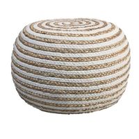 Caleçon de jardin en Jute, bleu clair et naturel, intérieur et extérieur, accessoire pour chambres marocaines, tabouret de lit, pochette de couchage