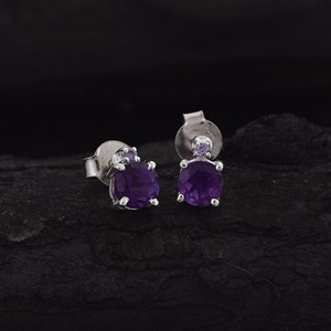 Boucles d'oreilles tendance en argent sterling 925 avec améthyste violette naturelle pour mariage ou tenue quotidienne pour filles et femmes - Product Image 2