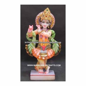 Handmade Colored Marble Krishna Statue - Product Image 1