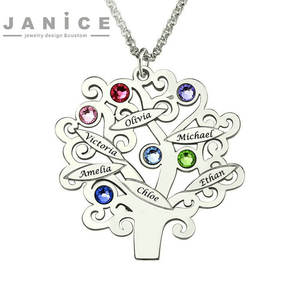 Gioielli collana con <span class=keywords><strong>nome</strong></span> dell'albero della vita con pietra di compleanno ciondolo personalizzato per albero genealogico amicizia albero della vita fascino regalo personalizzato - Product Image 6