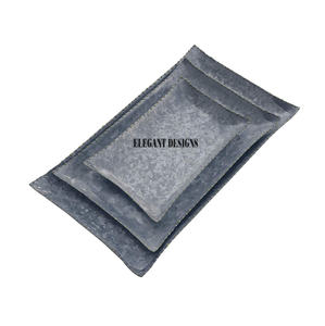 Plateau de service en acier inoxydable, avec poignée de corde, nouveau plat de service fait à la main à la mode, bonne qualité, plateau ovale galvanisé - Product Image 5