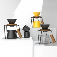 Ensemble cafetière à verser en porcelaine DHPO, écologique, minimalisme scandinave, filtre en forme de cône + support de filtre + acier inoxydable