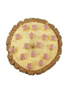 Colgante de Piedra de Calcedonia rosa con forma de estrella, colgante de borde galvanizado de oro, tamaño de piedra de 14mm, colgantes de borde, collar para regalo - Product Image 3