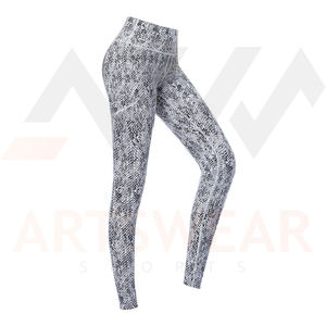 Leggings de yoga taille haute pour femmes avec logo personnalisé, 100 % Spandex Polyester, légers et respirants, motif imprimé, collection 2022 - Product Image 5