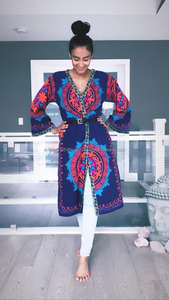 Bata de manga ancha con abertura lateral inferior, OEM, talla libre, azul, bordada, Kimono, chaqueta, Bohemia, larga, 2018 - Product Image 2