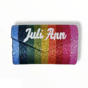 Latest Designer Personalised Bridal Beaded Clutch <b>Handbags</b> with <b>Pearl</b> Decoration Available Bulk Quantity Handmade Manufacturer - Product Image 1